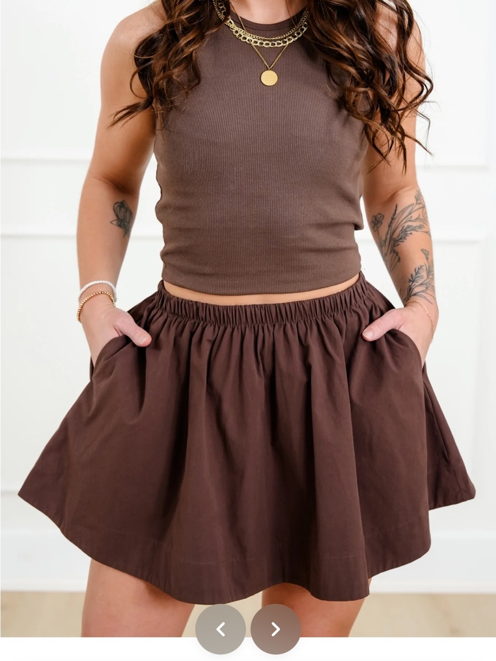 Brown Ribbed Tank Top/ Skirt Set - Picture 3 of 4
